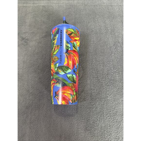 Starbucks 24oz Limited Blue Pink Banana Farm Rio Cold Cup Metal May 2025 - Picture 1 of 3